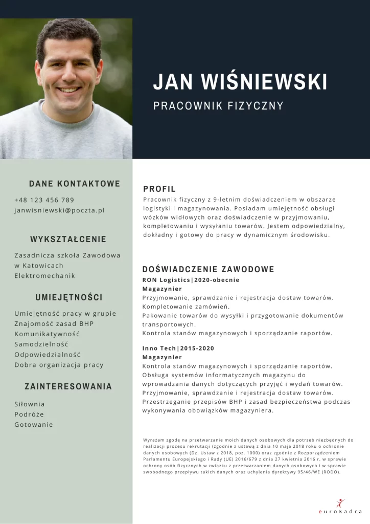 Wzór CV pracownika fizycznego 4 CV pracownika fizycznego